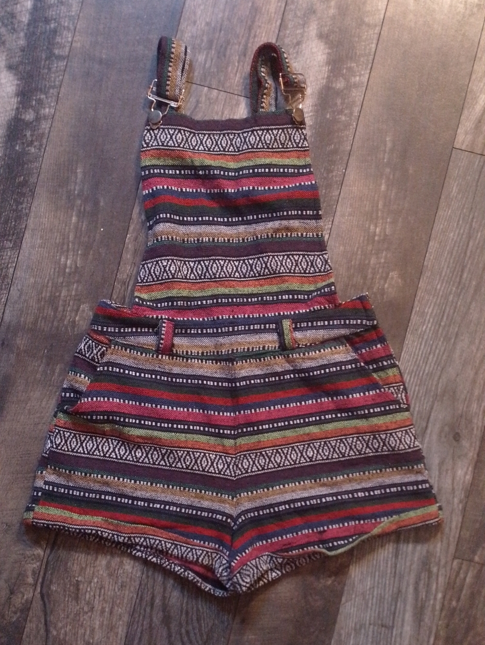 Colorful Woven Overalls Shorts Jumpsuit Playsuit Striped Patterned Geometric